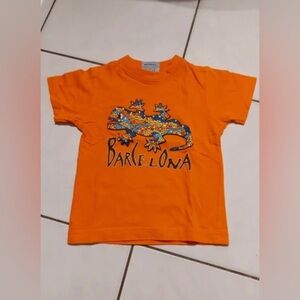 Barcelona Vibrant Orange Short Sleeve Tee with Lizard Graphic